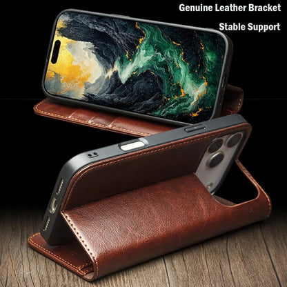 Luxury Genuine Leather Flip Case with Card Slots for iPhone