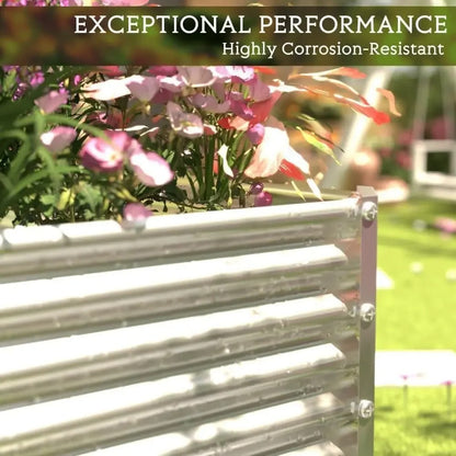 Galvanized Metal Raised Garden Beds 8x4ft - 16" Tall Steel Planter Box for Vegetables & Flowers