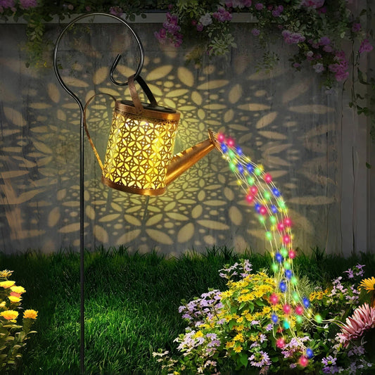 Metal Solar Watering Can Lanterns with Hooks | Waterproof LED Lights Outdoor Garden Decorative Lamps