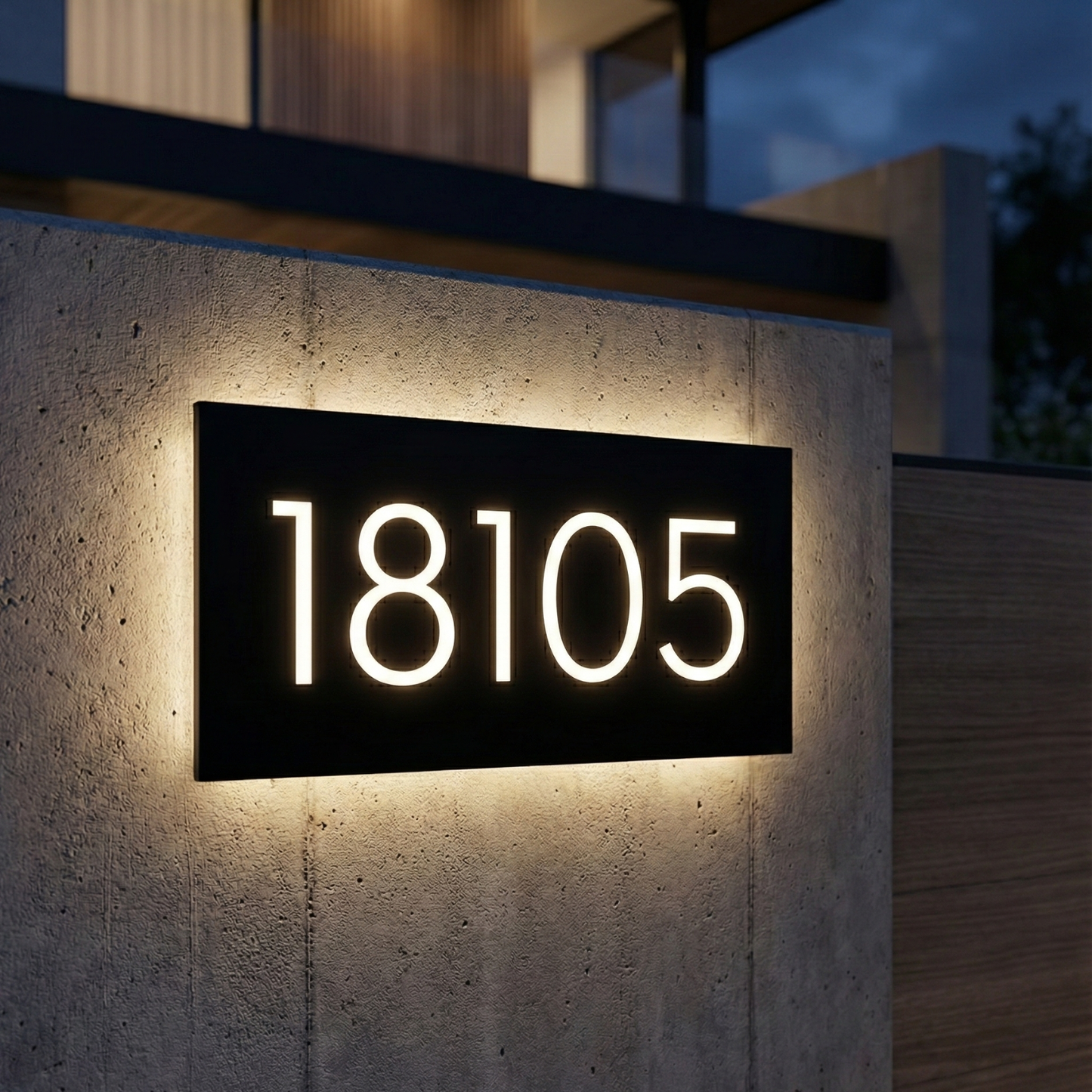 Minimalist Personalized Stainless Steel Backlit House Number Sign - Waterproof