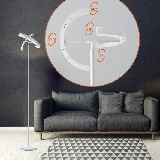 Modern 69" LED Floor Lamp with Remote, 330° Rotatable Torchiere, Dimmable & Adjustable Brightness
