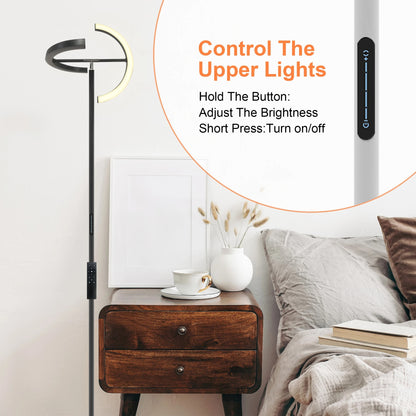 Modern 69" LED Floor Lamp with Remote, 330° Rotatable Torchiere, Dimmable & Adjustable Brightness