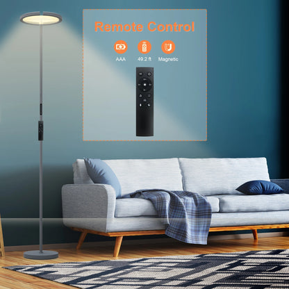 Modern 69" LED Floor Lamp with Remote, 330° Rotatable Torchiere, Dimmable & Adjustable Brightness