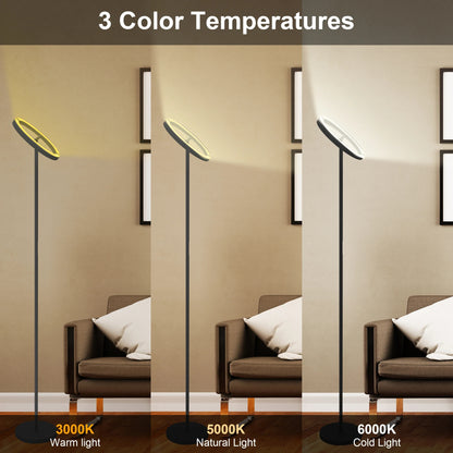 Modern 69" LED Floor Lamp with Remote, 330° Rotatable Torchiere, Dimmable & Adjustable Brightness