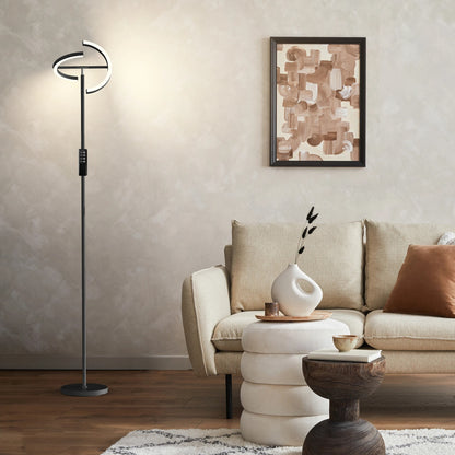 Modern 69" LED Floor Lamp with Remote, 330° Rotatable Torchiere, Dimmable & Adjustable Brightness