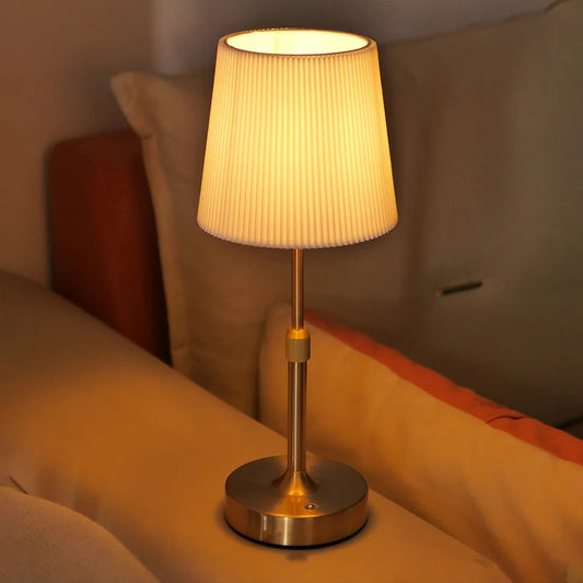 Modern Aluminum Touch Sensor Table Lamp, Rechargeable Desk Light - Replaceable E12 Bulb