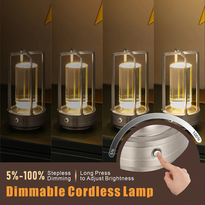 Modern Aluminum Wireless LED Table Lamp,  Rechargeable Desk Light, Outdoor Ambiance Lantern