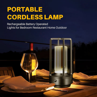 Modern Aluminum Wireless LED Table Lamp,  Rechargeable Desk Light, Outdoor Ambiance Lantern
