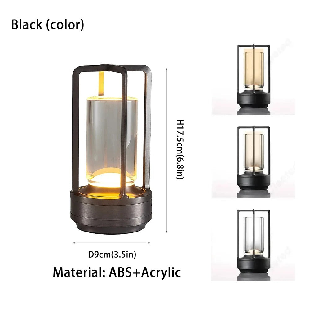 Modern Aluminum Wireless LED Table Lamp,  Rechargeable Desk Light, Outdoor Ambiance Lantern