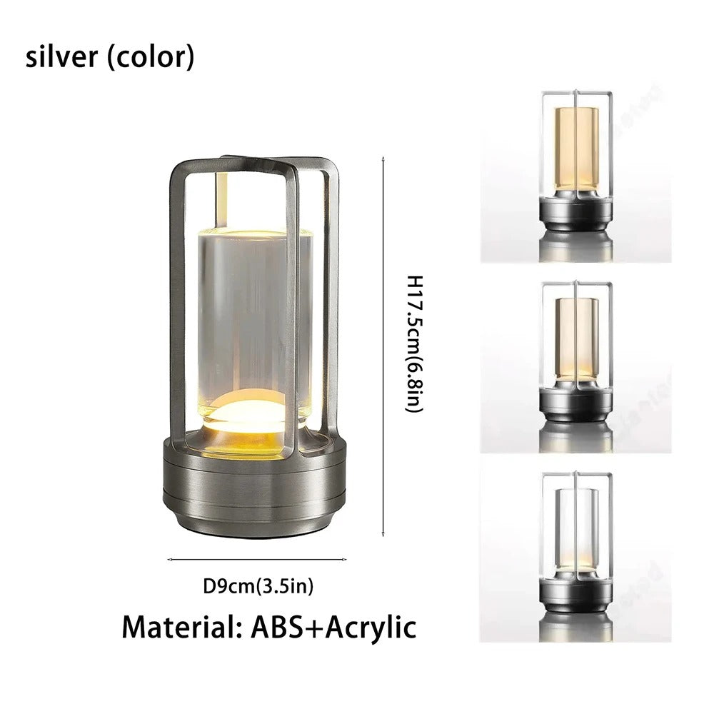 Modern Aluminum Wireless LED Table Lamp,  Rechargeable Desk Light, Outdoor Ambiance Lantern