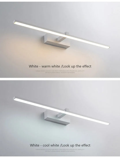 Modern LED Mirror Light Wall Lamp for Bathroom - Waterproof Indoor Flat Lighting for Makeup