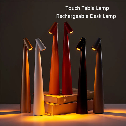 Modern LED Touch Sensor Table Lamp - Portable & Rechargeable Desk Light for Reading