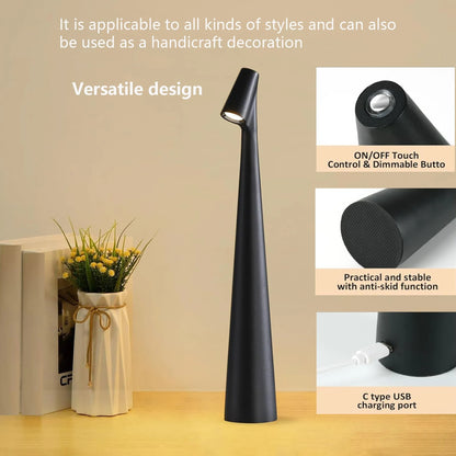 Modern LED Touch Sensor Table Lamp - Portable & Rechargeable Desk Light for Reading
