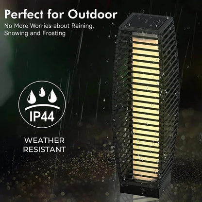 Modern Outdoor Solar Floor Lamp - Rattan Style Waterproof LED Light