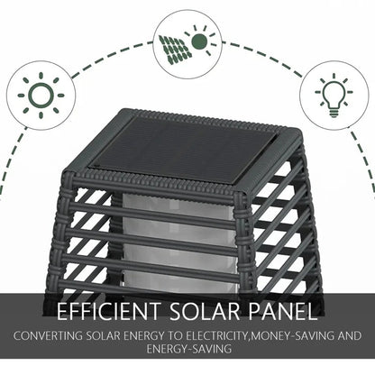 Modern Outdoor Solar Floor Lamp - Rattan Style Waterproof LED Light