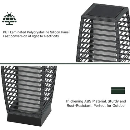 Modern Outdoor Solar Floor Lamp - Rattan Style Waterproof LED Light