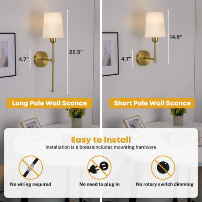 Modern Rechargeable Wall Sconce Set - Dimmable LED Wall Lamp with Remote Control