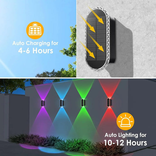 Modern Waterproof Solar Fence Lights - Aesthetic Up Down Lighting for Outdoor Walls & Fences