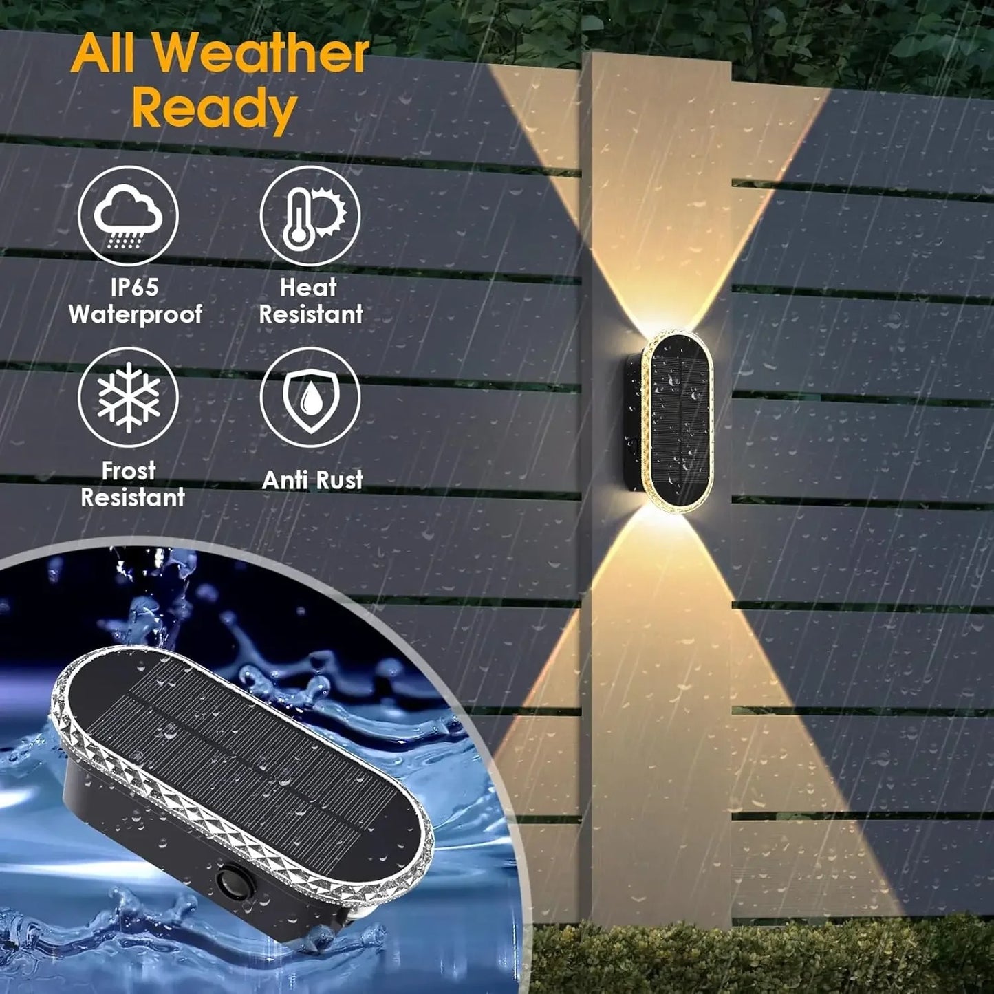 Modern Waterproof Solar Fence Lights - Aesthetic Up Down Lighting for Outdoor Walls & Fences