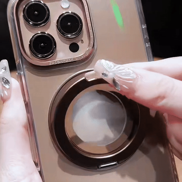 クリスタルクリア 360度回転キックスタンド Magsafe iPhoneケース