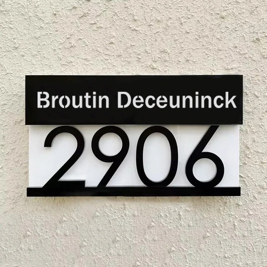 LuxView Solar LED House Number Sign - Automatic Illuminated Address Plaque