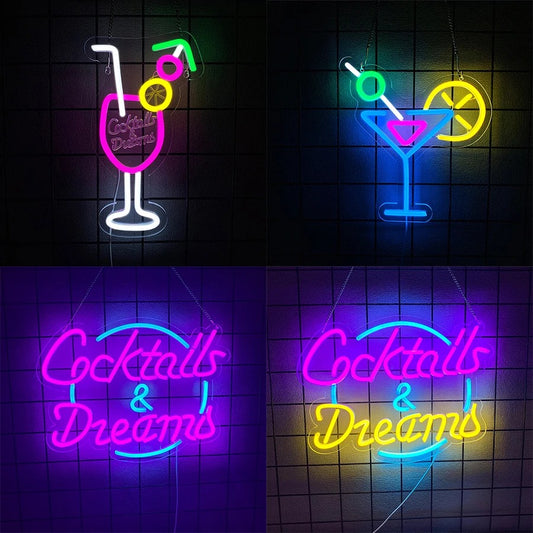 Neon Aura - Cocktails & Dreams LED Sign for Aesthetic Wall Decor