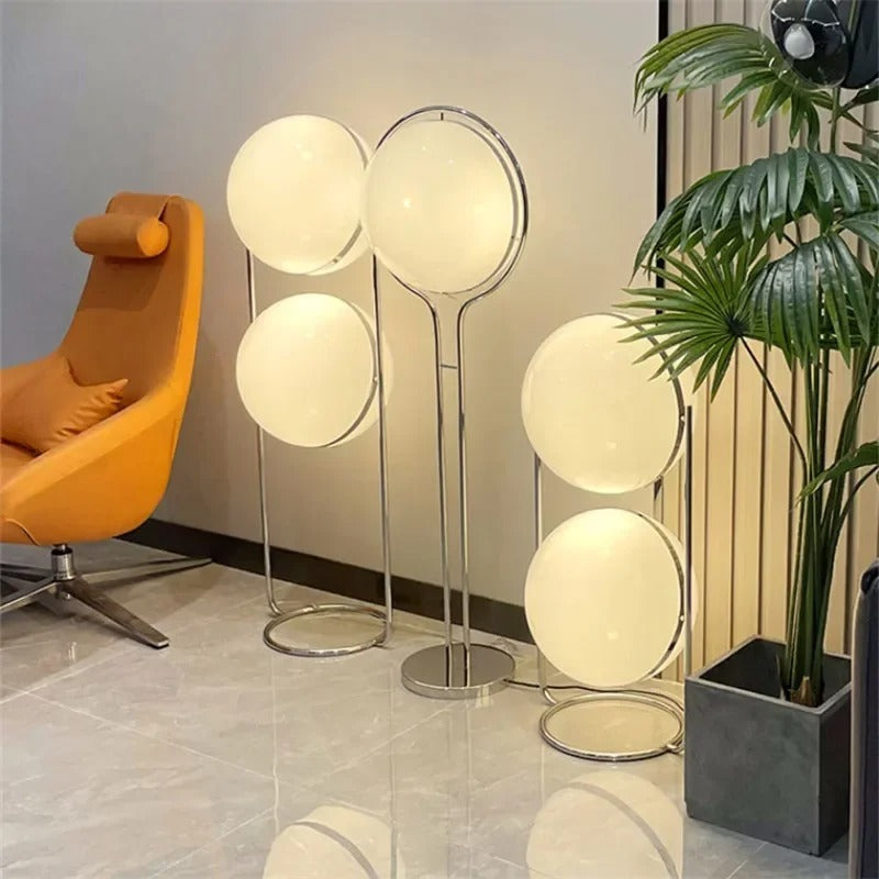 NovaDecor - Modern Chrome Floor Lamp with Acrylic Ball Shade