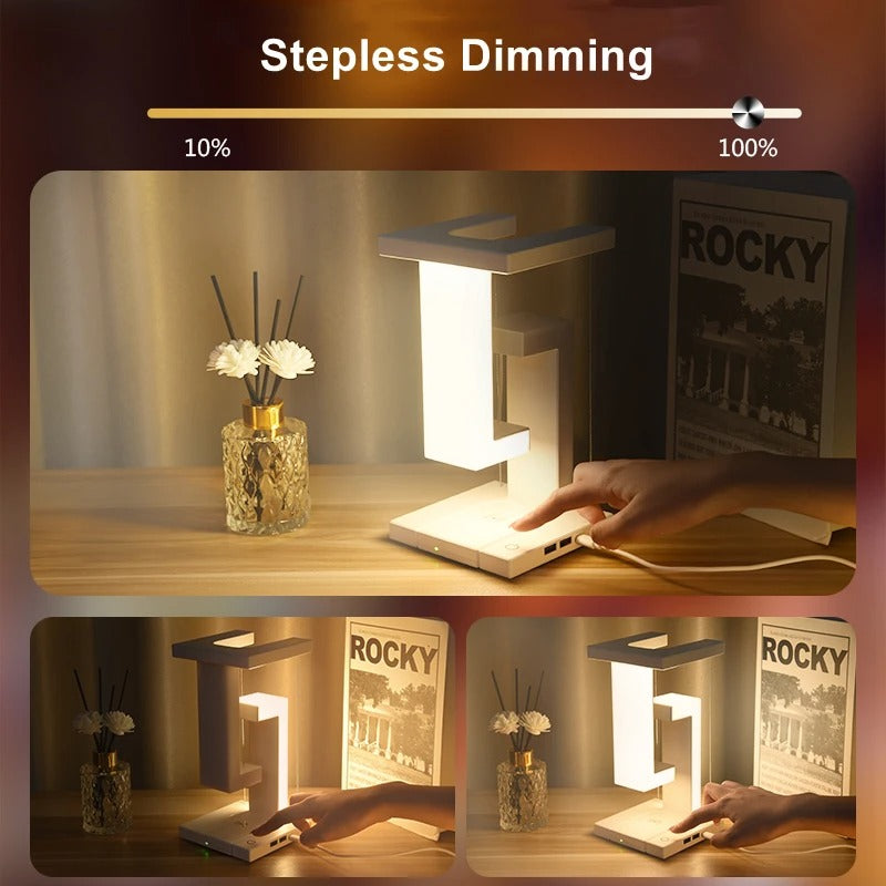 NovaLift - Anti-Gravity LED Lamp with Integrated Wireless Charger