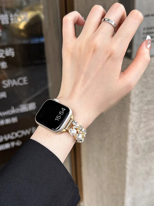 OpulentEra - Luxury Diamond Pearl Band for Apple Watch Ultra & Series 4–11