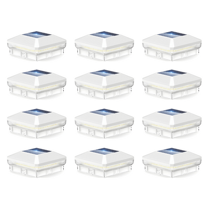 OutdoorGlow - 4"x4" 40-LED Solar Post Cap Lights Outdoor Waterproof - White