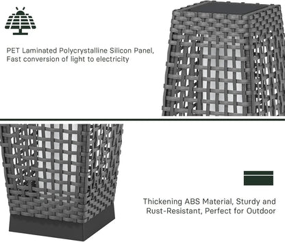 Outdoor Solar Floor Lamp - Modern Rattan Style LED Garden Light