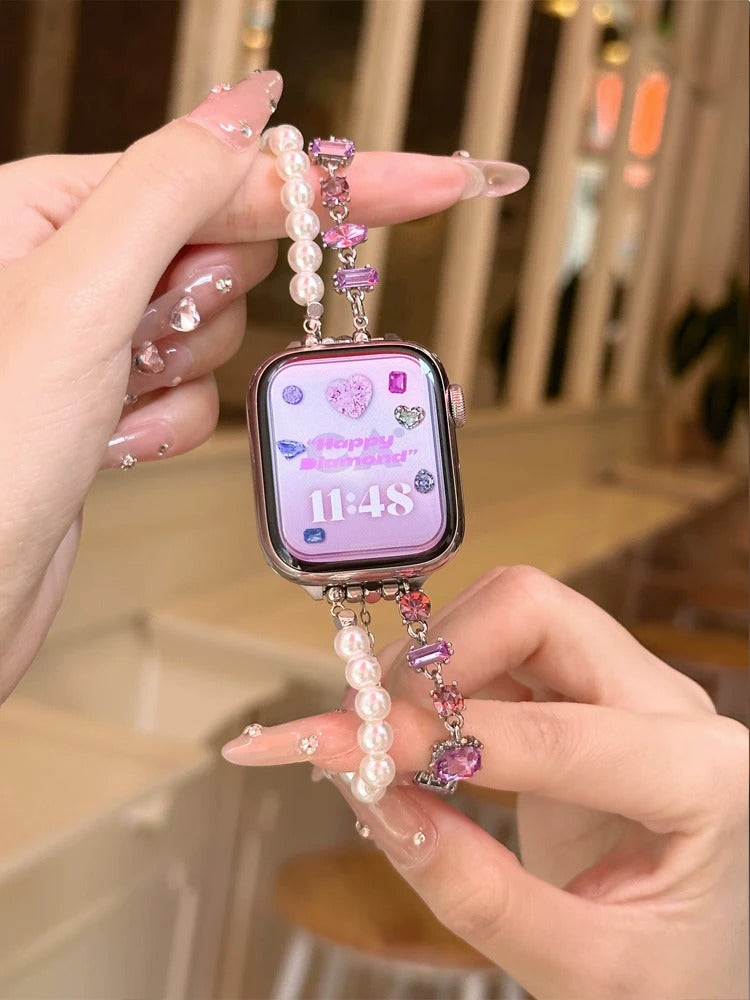 OpulentEra - Luxury Diamond Pearl Band for Apple Watch Ultra & Series 4–11