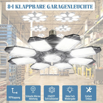 PremiumLux 200W LED Garage Light - Adjustable & Foldable Panels for Workshop & Warehouse
