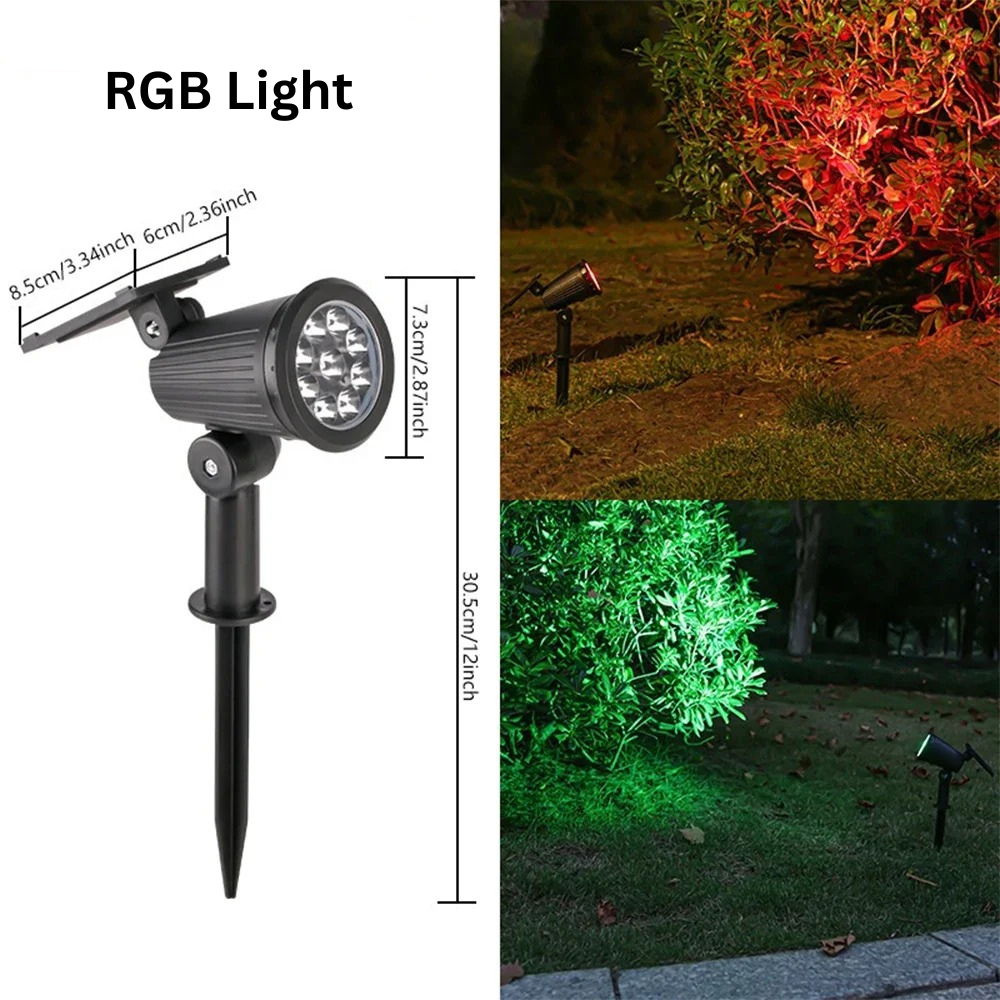 9-LED Solar Spot Lights, RGB - IP65 Waterproof Outdoor Landscape Spotlight