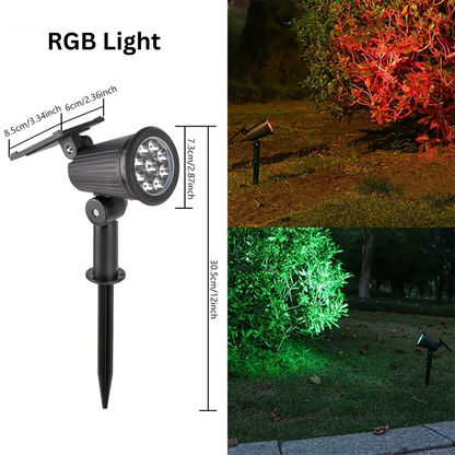 9-LED Solar Spot Lights, RGB - IP65 Waterproof Outdoor Landscape Spotlight