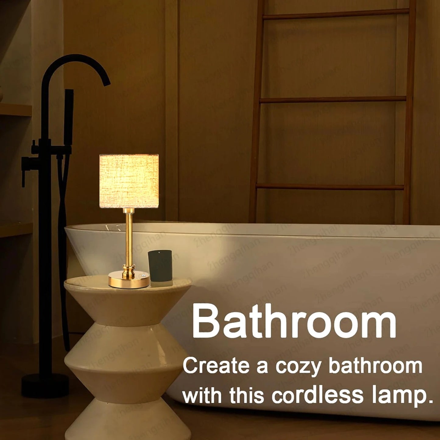 Rechargeable Cordless Bedside Lamp, 3-Level Dimmable Fabric Touch Table Lamp with USB-C Port