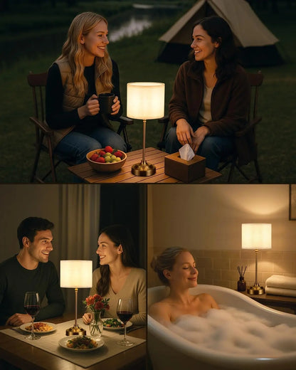 Rechargeable Cordless Bedside Lamp, 3-Level Dimmable Fabric Touch Table Lamp with USB-C Port