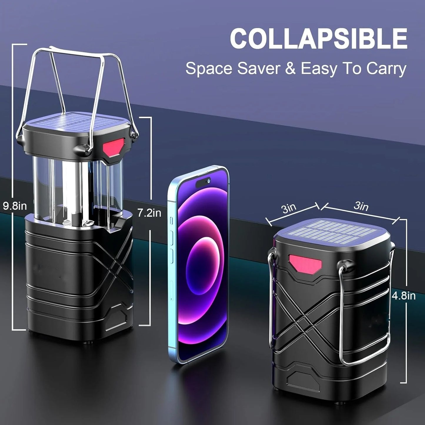 Rechargeable Solar LED Lights for Camping - Hiking, Emergency & Outdoor Portable Lantern