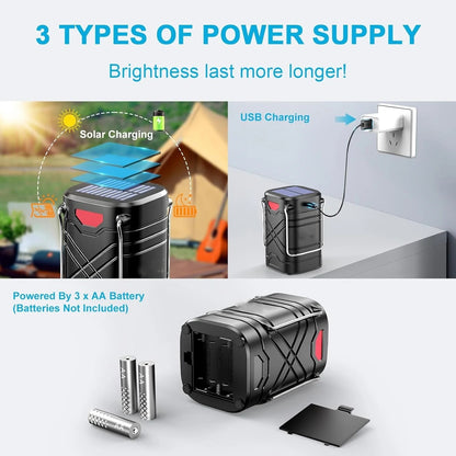 Rechargeable Solar LED Lights for Camping - Hiking, Emergency & Outdoor Portable Lantern