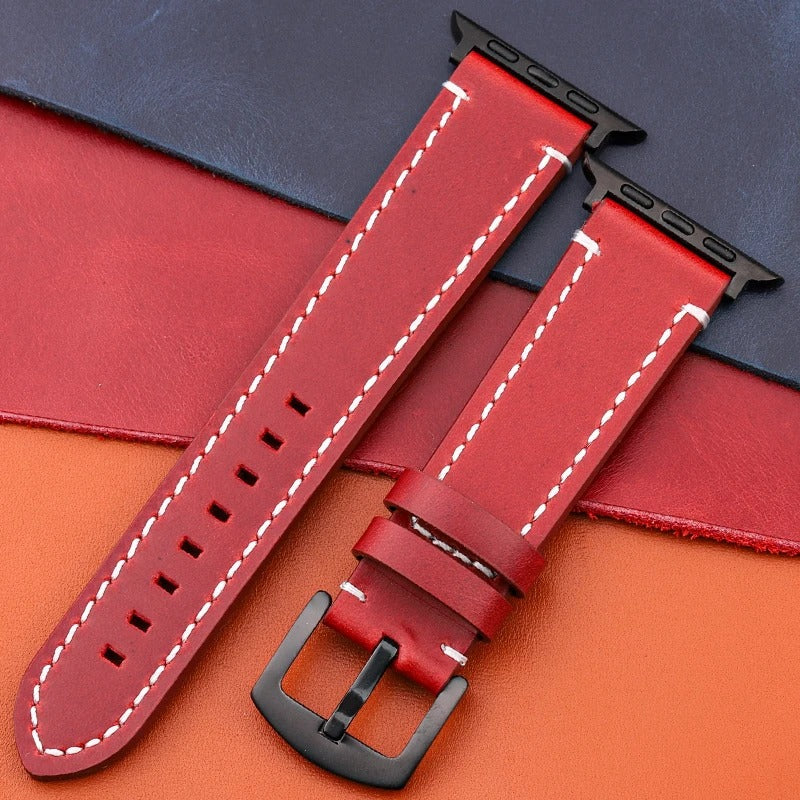 LuxeCraft - Genuine Leather Watch Strap for Apple Watch Series SE & 4–7