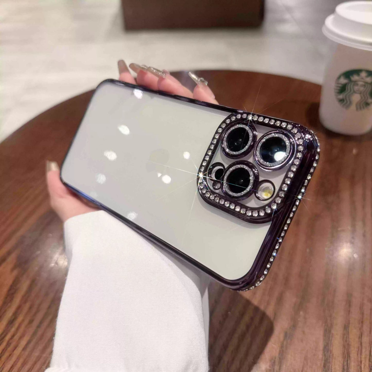 Rhinestone Bling iPhone Case With Camera Protector