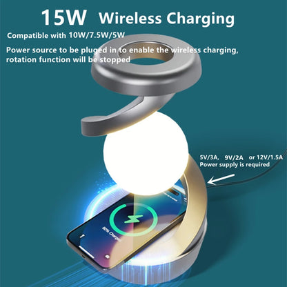 Rotating Floating Lamp with 15W Wireless Charger - RGB Creative Bedside Table Lamp & Night Light