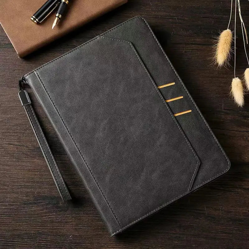キックスタンド付きフリップレザー耐衝撃iPadケース（ペンスロット付き） 