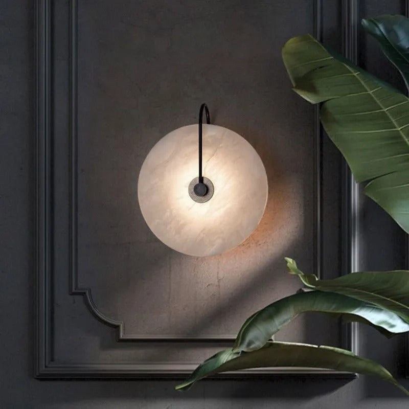 SereneLux - Modern Stone LED Circle Wall Lamp for Bedroom & Living Room