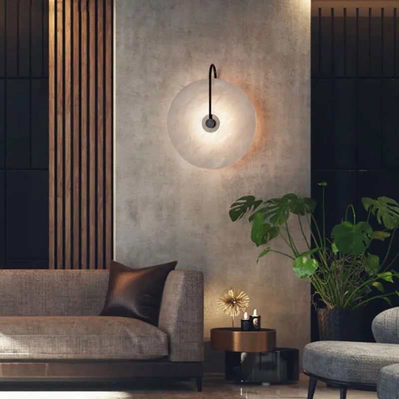 SereneLux - Modern Stone LED Circle Wall Lamp for Bedroom & Living Room