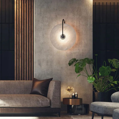 SereneLux - Modern Stone LED Circle Wall Lamp for Bedroom & Living Room
