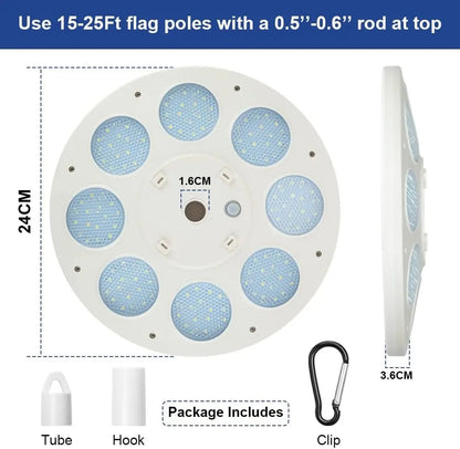 ShineBright - 136 LED Solar Flag Pole Light Outdoor Waterproof