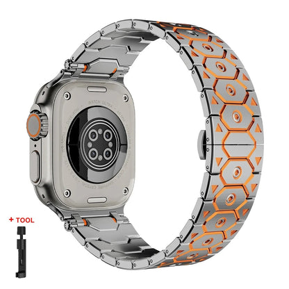 Chronos Links - Titanium Steel Watch Strap for Apple Watch (42–49mm)
