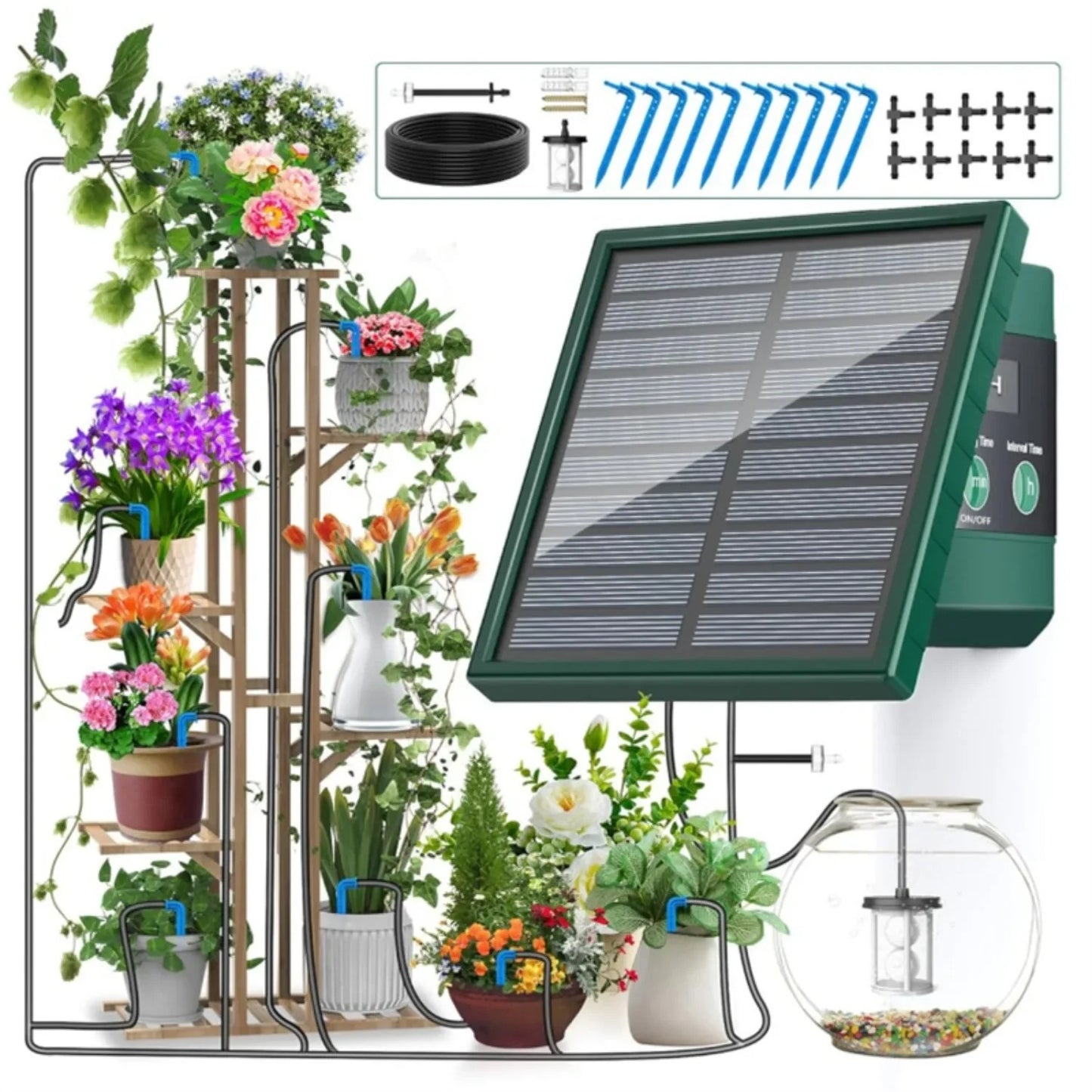 Smart Solar Drip Irrigation System - Automatic Self-Watering Kit for Garden, Potted Plants, & Outdoor Use