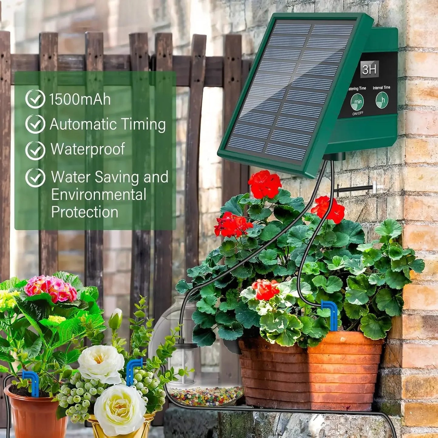 Smart Solar Drip Irrigation System - Automatic Self-Watering Kit for Garden, Potted Plants, & Outdoor Use